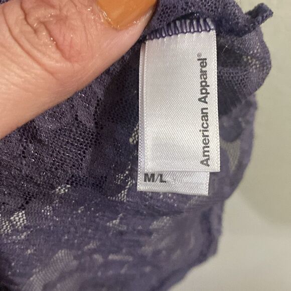 EUC American Apparel Purple Nylon Mesh Stretch Lace Mini Dress - Picture 5 of 8